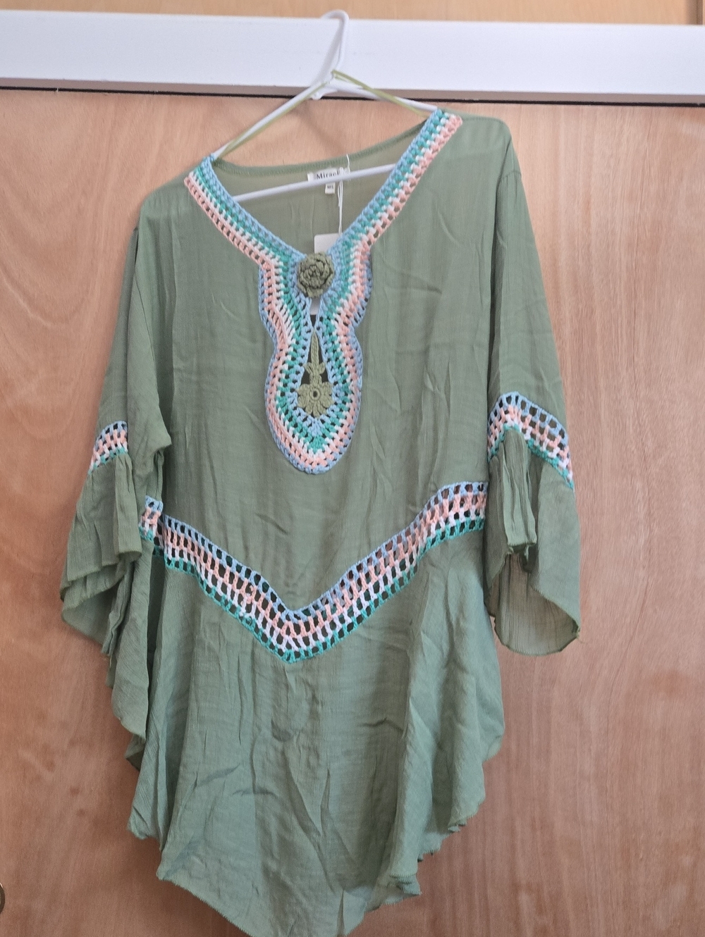 Miracle Olive Boho Crochet-Trim Tunic Top